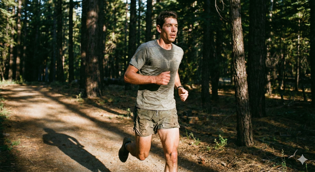 coureur a pied dans un bois