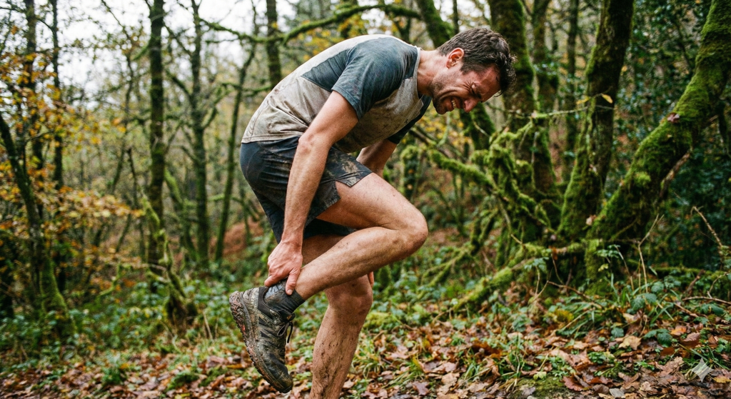 Coureur avec douleur au tendon d'achille
