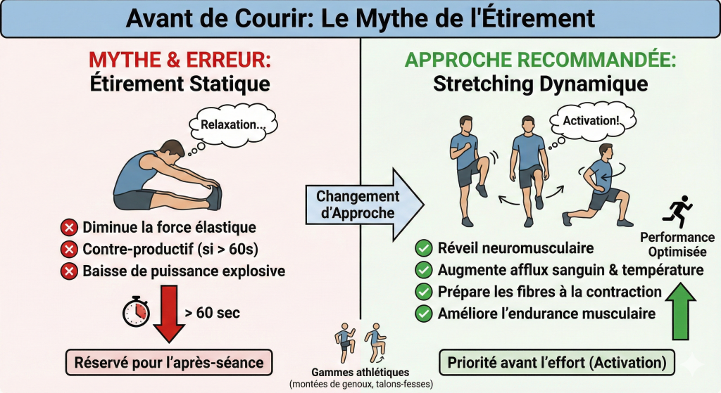 étirement passif vs étirement dynamique avant la course a pied